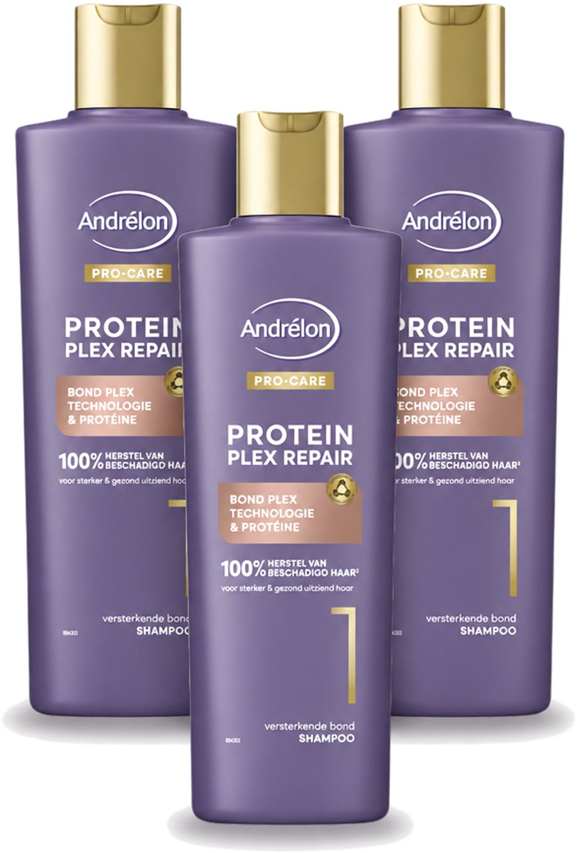 3 x Andrélon – Shampoo – Pro Care Protein Plex Repair – 250 ml - Bulkverpakking - 3 stuks