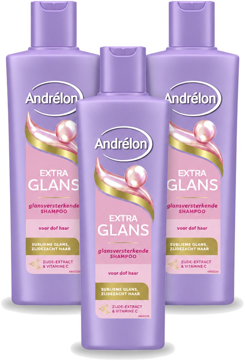 3 x Andrélon – Shampoo – Extra Glans – 250 ml - Bulkverpakking - 3 stuks