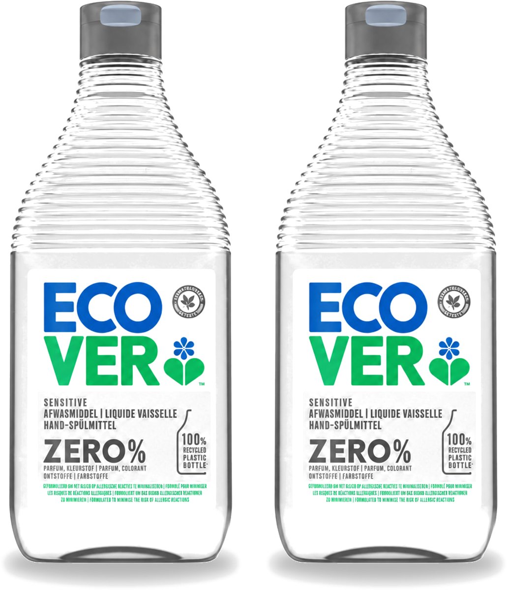 2 x Ecover - Afwasmiddel ZERO - Parfumvrij - 450 ml - Voordeelverpakking - 2 stuks
