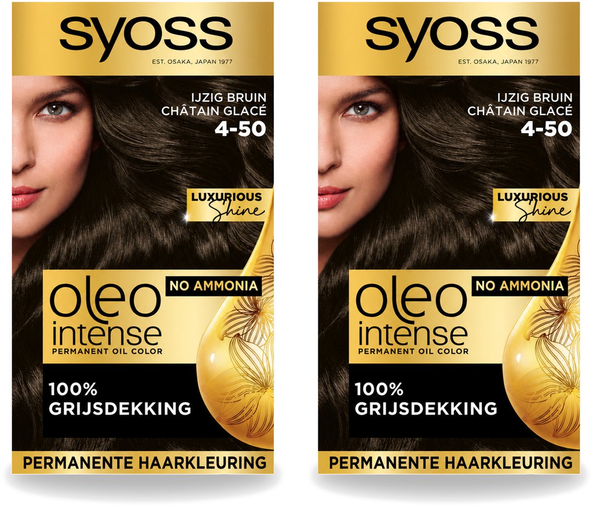 2 x SYOSS - Oleo Intense 4-50 - Haarverf - Permanente Haarkleuring - Ijzig Bruin - Langdurige Kleur - Voordeelverpakking - 2 stuks