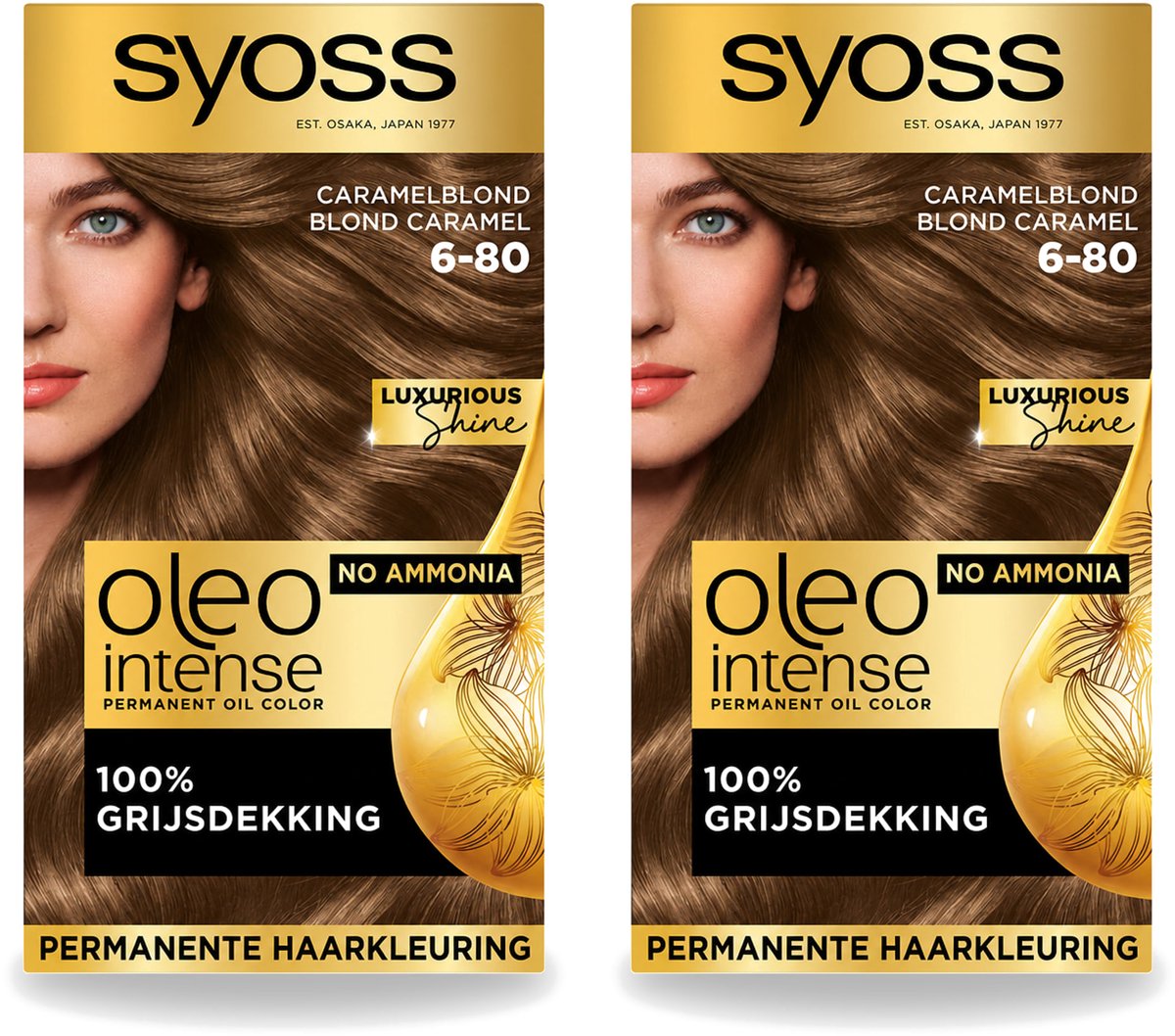 2 x SYOSS - Oleo Intense 6-80 - Haarverf - Permanente Haarkleuring - Caramelblond - Langdurige Kleur - Voordeelverpakking - 2 stuks