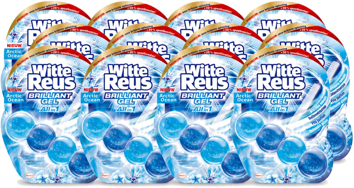 12 x Witte Reus - Brilliant Gel Toiletblok - Arctic Ocean - 1 Toiletblok - Voordeelverpakking - 12 stuks