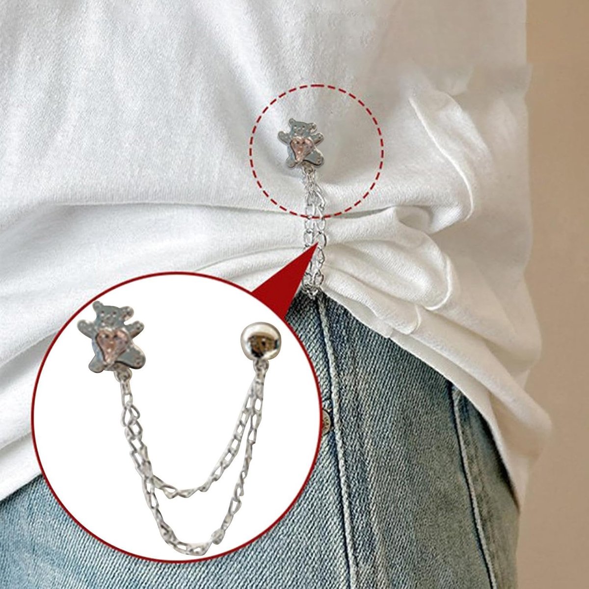 Kledingclips voor dames, dunne magnetische clips zonder naaien, jeans-spanner shirtspeld, voor halsbanden, sjaals, shirts, vrouwen, meisjes, vrienden, vriendin, moeder, dagelijks gebruik