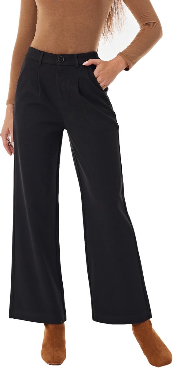 Dames Wolmix Jurk Broek Winter Warm Wijde Pijpen Hoge Taille Casual Werk Broek Broek Broek