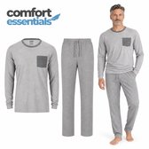 Comfort Essentials - Pyjama Heren - Broek en Shirt - Grijs XL - Pyama Heren - Huispak - Loungewear - Heren Pyjama Volwassen