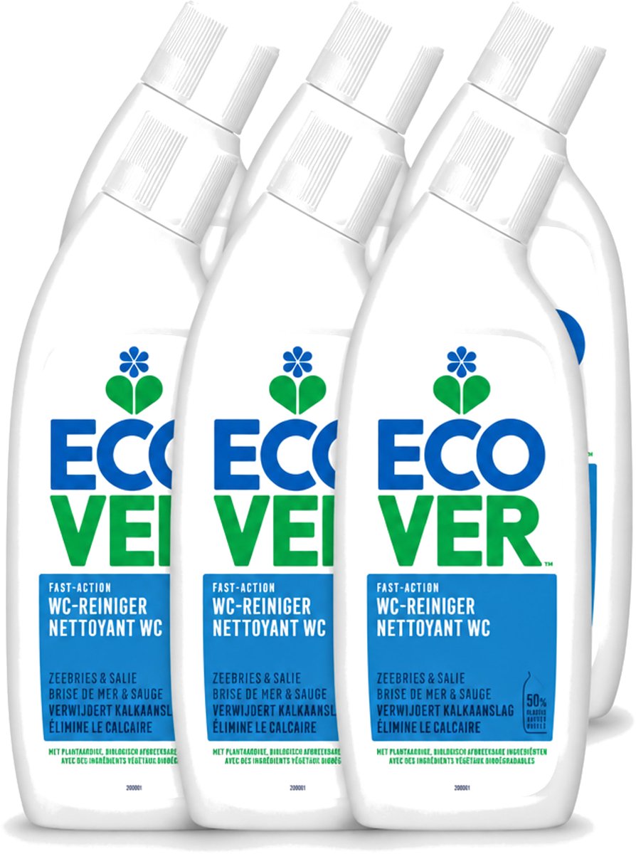 6 x Ecover - Toiletreiniger - Zeebries & Salie - 750 ml - Voordeelverpakking - 6 stuks
