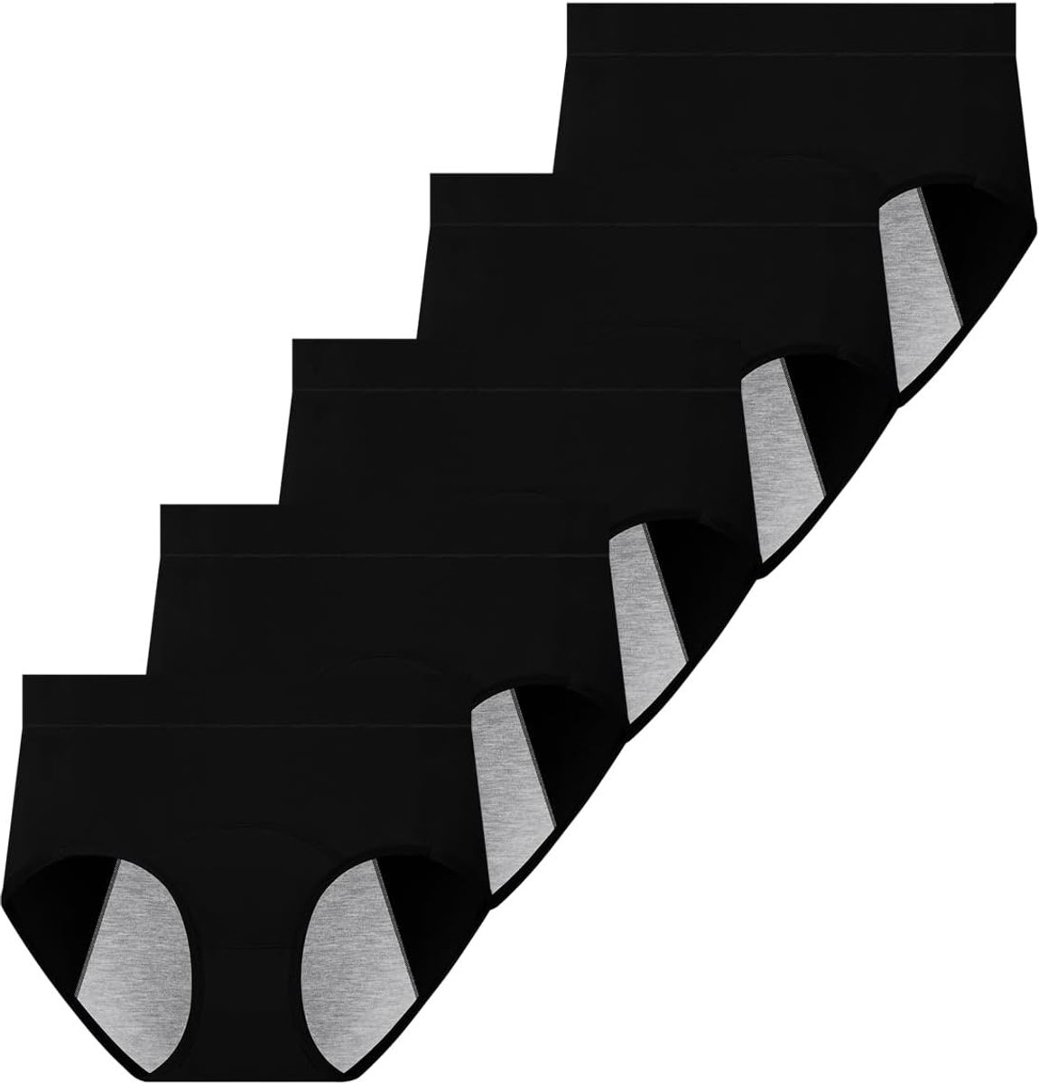 Menstruatie-ondergoed voor vrouwen, gemiddelde taille, menstruatieslip, lekvrije slip voor lichte menstruatie, 5 stuks (met maandverband of tampon gebruiken)
