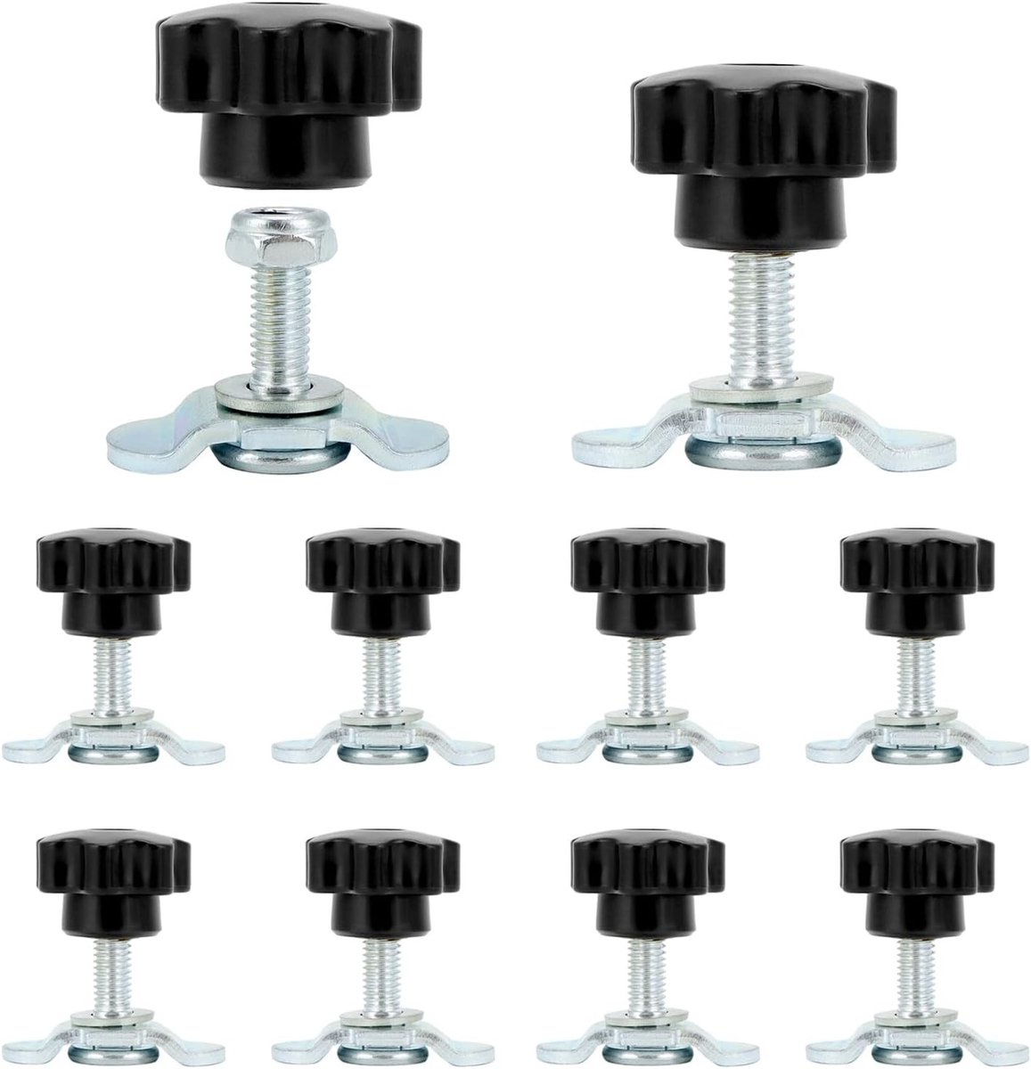 Set van 10 schroefbeugels voor spanrails - M8x20 500daN eindbeugel met sterknop - Geschikt voor gaten van 20 mm, ideaal voor vrachtwagens en aanhangers