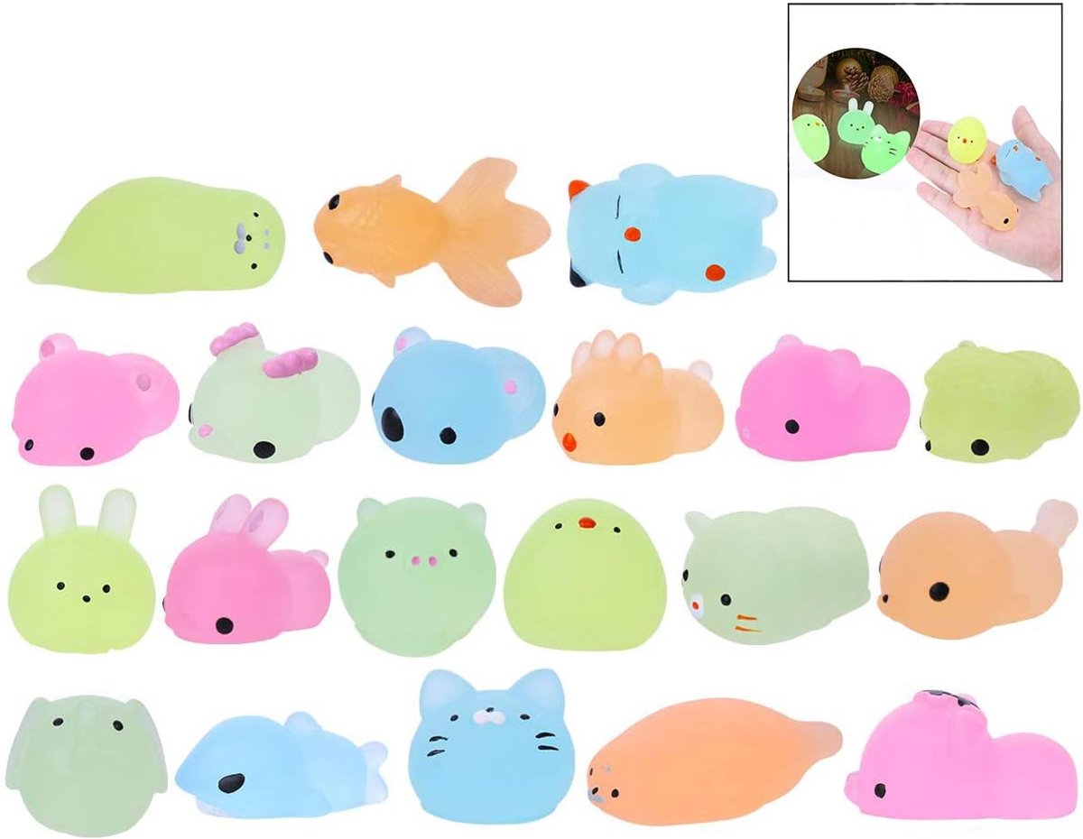 20 stuks squishy dierenfiguren kleine dieren anti-stress speelgoed (willekeurige stijl en kleur)