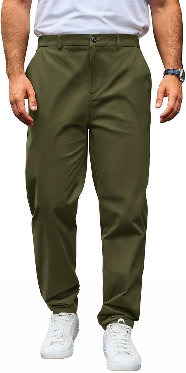 Chinobroek voor heren, regular fit, stretch, vrijetijdsbroek, effen, katoen, stoffen broek, lang, licht, zakelijke werkbroek met elastische taille