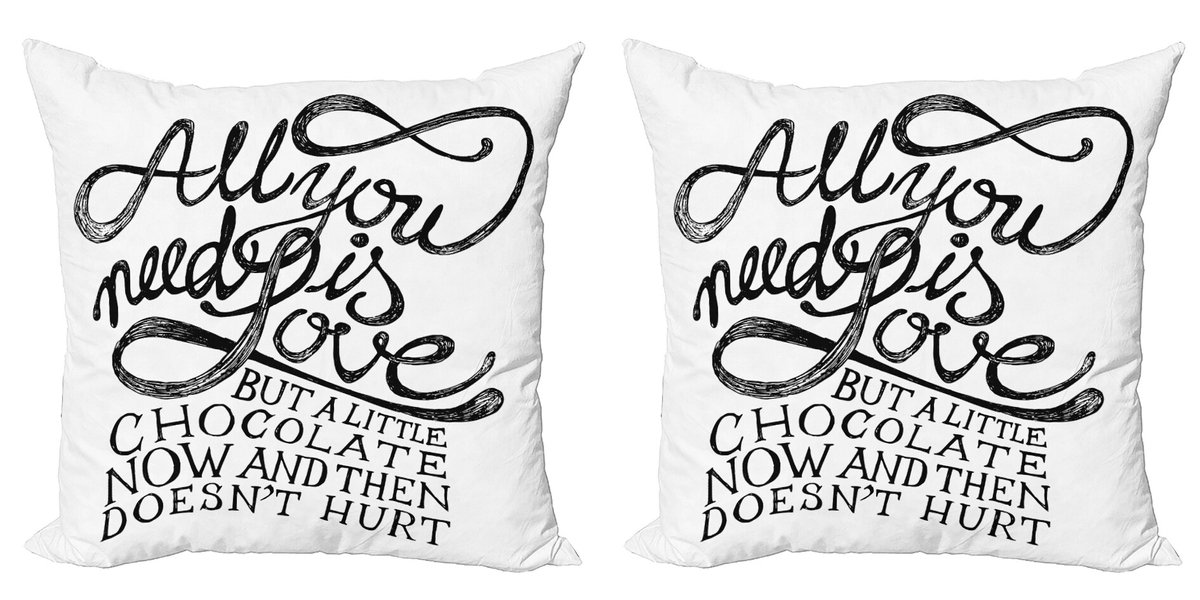ABAKUHAUS Zwart-Wit Sierkussenhoes Set van 2, Motivation Wort, Modern Accent Dubbelzijdige Digitale Print, 40x40, Wit Zwart