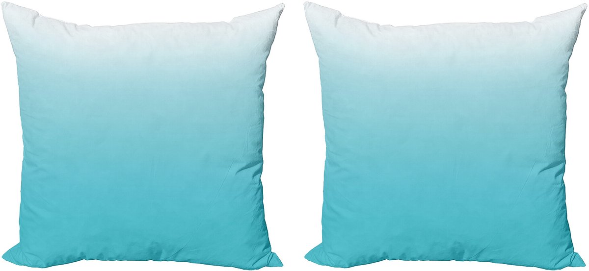 ABAKUHAUS Ombre Sierkussenhoes Set van 2, Maledivischen Oceaan-Kunst, Modern Accent Dubbelzijdige Digitale Print, 40x40, Turquoise Wit
