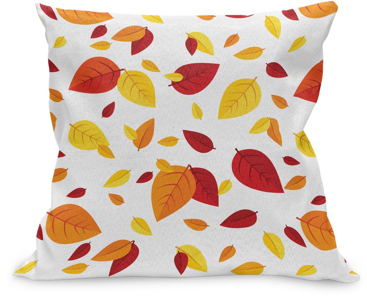 ABAKUHAUS Kleurrijk Kussenhoes, Saisonale Herbstblätter, Kussenhoes met Ritssluiting en Dubbelzijdige Print, 50 x 50 cm, Rood Oranje Geel