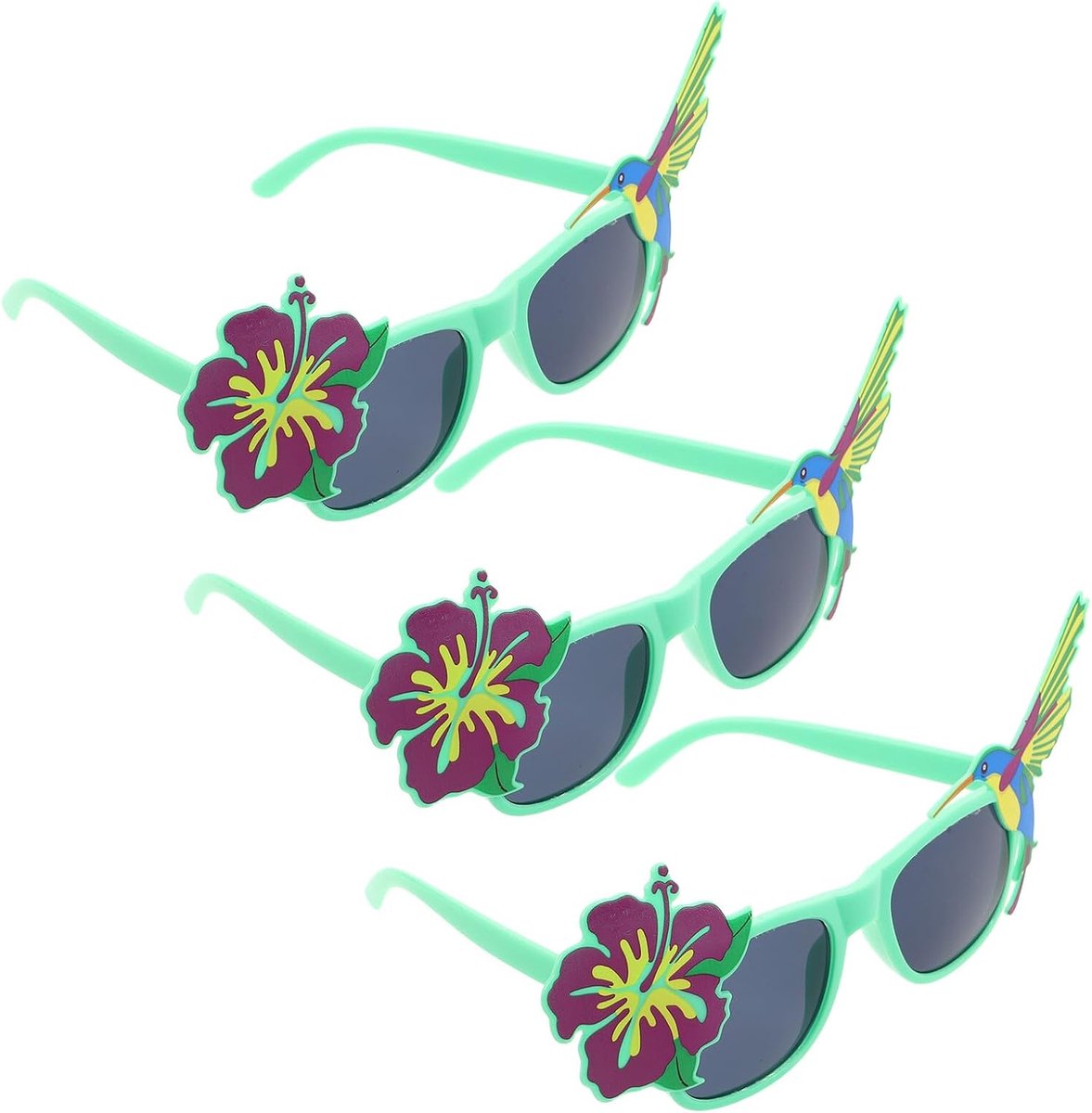 Hawaiiaanse Luau Zonnebril met Hibiscusbloem Lichte Stabiele Feestbril voor Tropische Zwembadfeesten Passend Comfortabel voor Zomerfoto