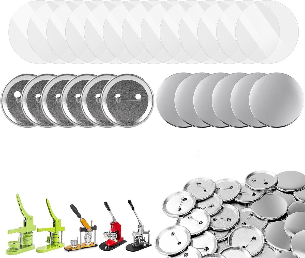 200 sets ronde buttonvormen, 32 mm ronde buttons, knoprepen, metalen DIY-badgeproducten voor buttonmachine