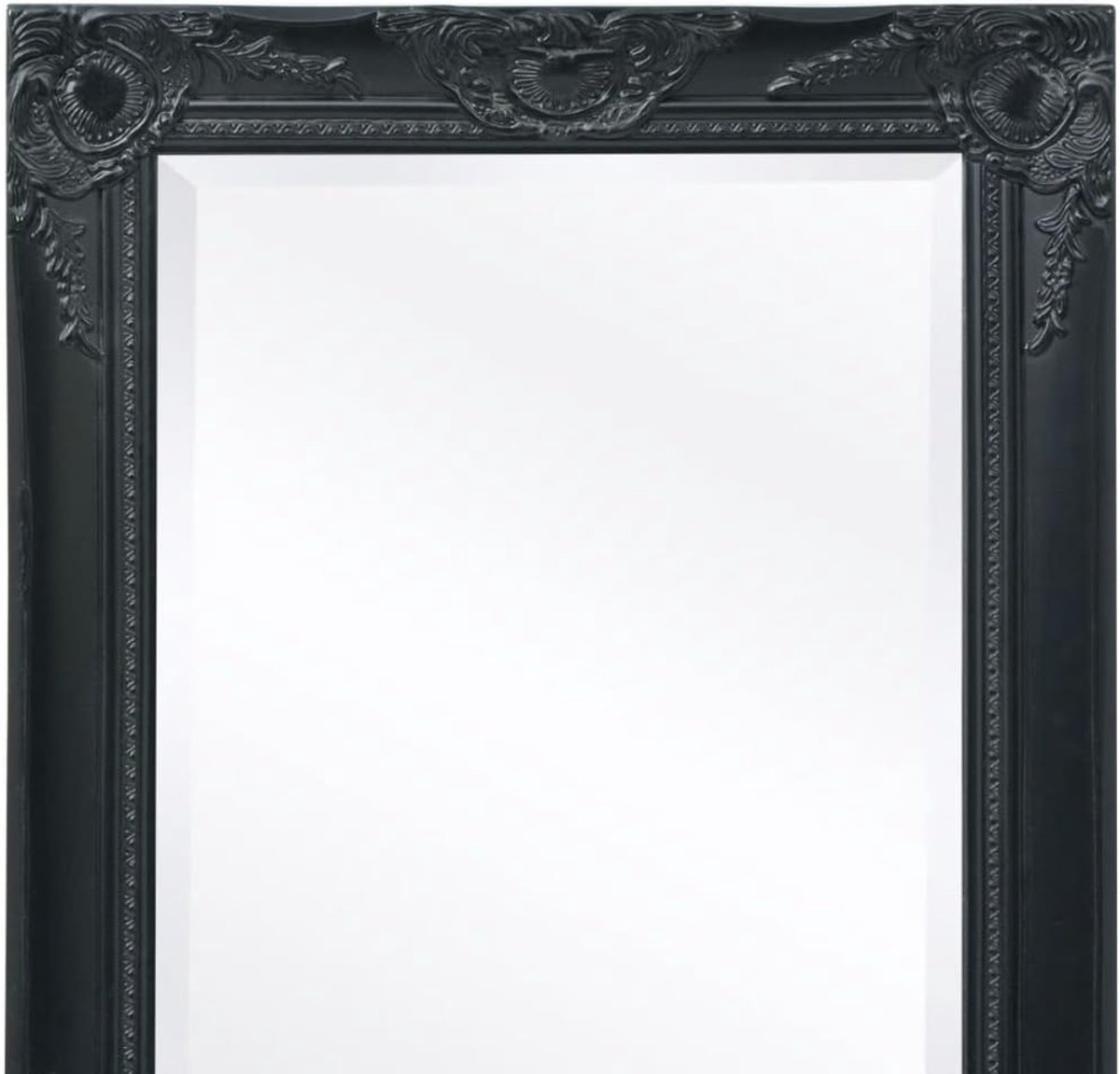 Wandspiegel 100 x 50 cm met houten frame | wandspiegel in barokstijl | gangspiegel kapspiegel badkamerspiegel barokspiegel voor woonkamer slaapkamer badkamer, zwart