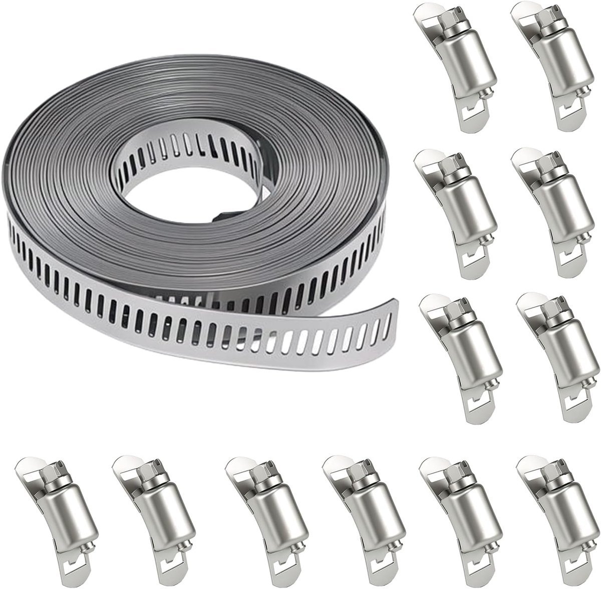 Hose Clamp 5 m - RVS - Verstelbare klemmen - Ideaal voor water en gas - ShopVlot