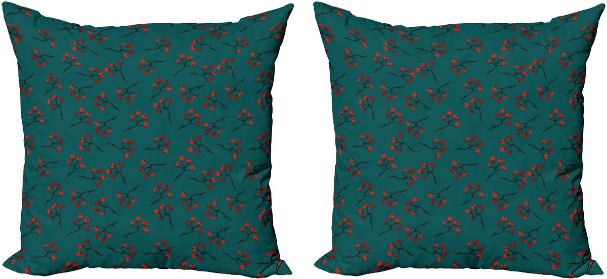 ABAKUHAUS Teal Sierkussenhoes Set van 2, Rood Berry Kerstmis Rustikales, Modern Accent Dubbelzijdige Digitale Print, 40x40, Teal Rubin Vermiljoen
