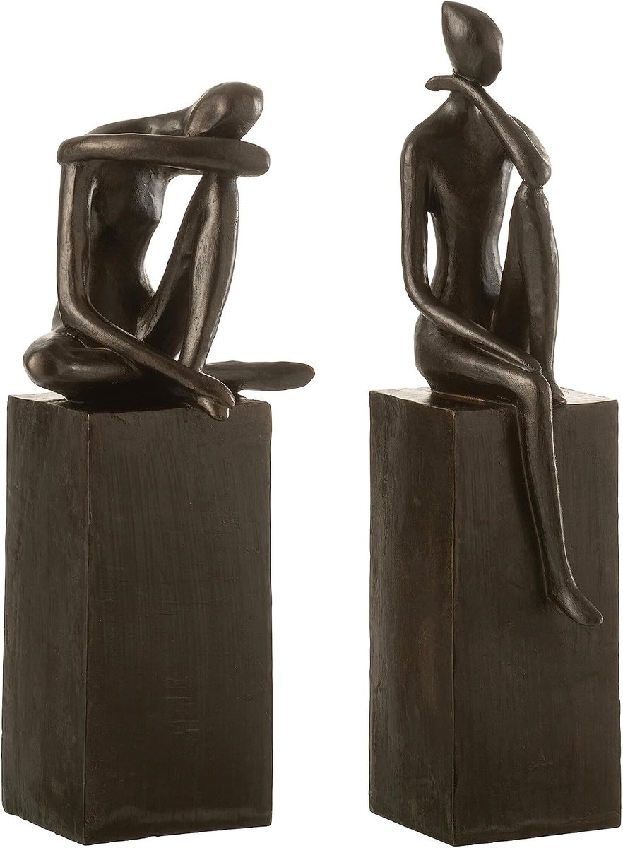Figuur Op Sokkel Poly Donkerbruin Assortiment Van 2