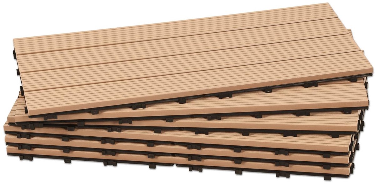30 stuks WPC terrastegels, 30 x 60 cm, WPC-tegels, tuintegels met kliksysteem, terrasplanken, balkontegels, kliktegels, waterdichte kliktegels, terras, voor 5 m² teak
