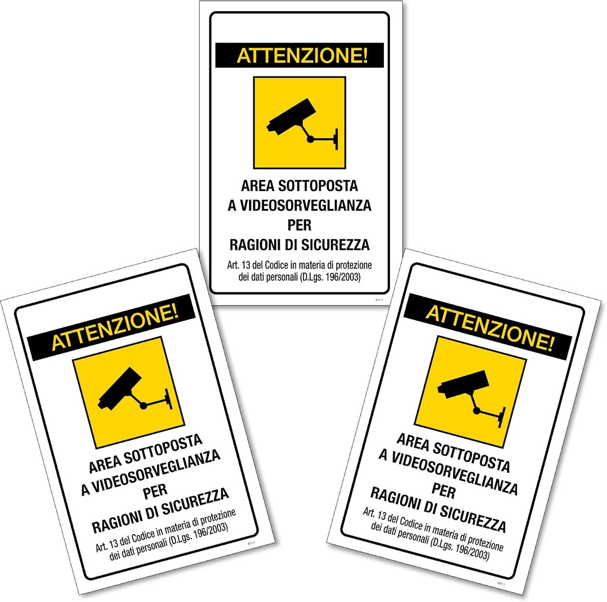Set van 3 videobewakingsborden, 20 x 30 cm, van pvc, getest op veiligheid, GDPR-conform, waterdicht, verblindingsvrij, duurzaam, voor binnen en buiten, lange levensduur
