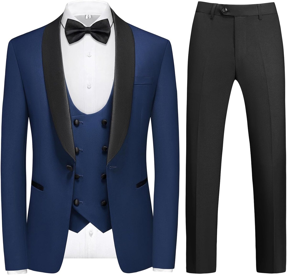 slimfit, 4-delig, bruiloft, smoking, een knopen, voor bal, herenpak, colbert vest, broek met vlinderdas