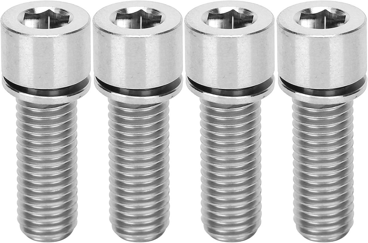 Set van 4 fietsstuurbouten, M7 x 20 mm, binnenzeskantschroeven van titaniumlegering voor mountainbikes