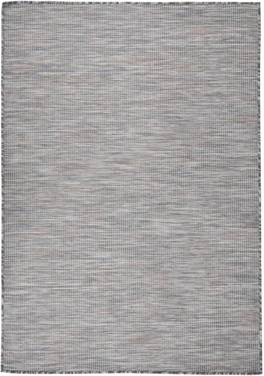 Plat geweven, terras, balkon, bruin, blauw, 160 x 230 cm, uv-bestendig, weerbestendig, van 100% polypropyleen, voor binnen en buiten