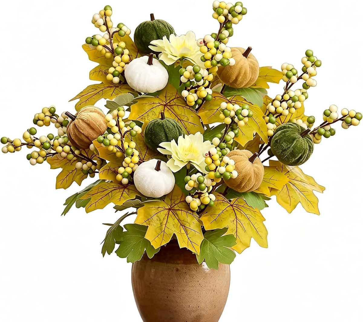 3 kunstboeketten, herfstdecoratie, groen