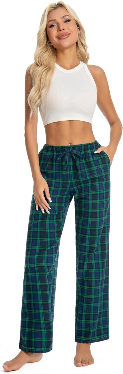 100% Katoen Geweven Poplin Comfortabele Pyjama/Lounge Broek Met Zakken,XS-XL