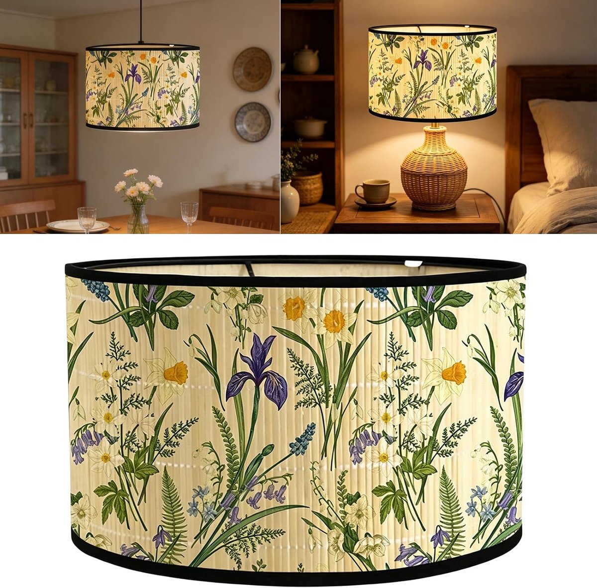 Lampenkappen decoratieve wandlampen: Vintage E27 lampenkap, geweven lampenkap voor staande lamp, hanglamp tafellamp, lampenkappen hanglamp groot - 30×30×20cm