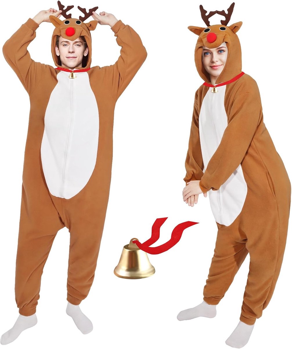Halloween-kostuum voor volwassenen, dierenkostuum, onesie, rendier, voor Kerstmis, cosplay