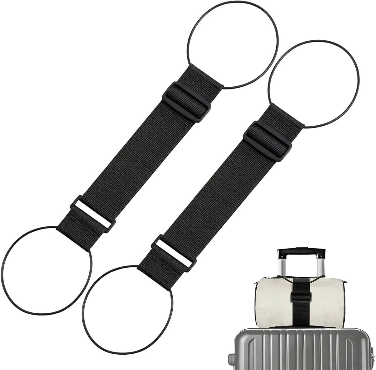 2-delig, Bagageverbindingsriemen van Premium-Polyester, Verstelbare Multifunctionele Bagagebevestigingsriemen met Gespen, Rugzakaccessoire voor Reizen