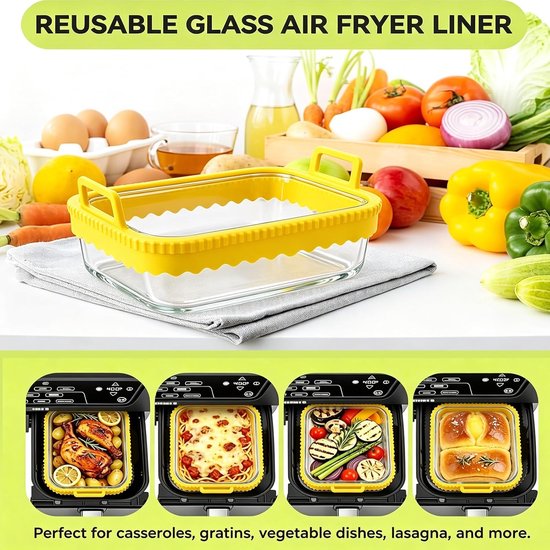 airfryer ovenschaal geschikt voor Ninja Cosori dubbele kamer (geel) — afbeelding 5