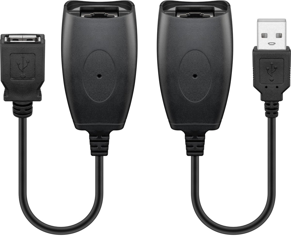 Goobay USB-verlengadapter tot 40 m via CAT-kabel, USB 1.1-stekker (type A) > USB 1.1-contrastekker (type A)