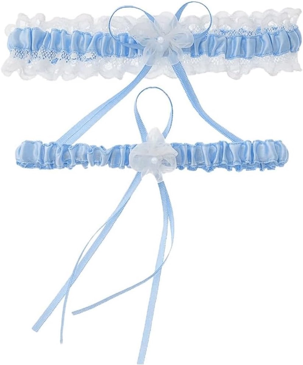 2 stuks kousenband blauw bruiloft bruidsgeschenk kousenbanden kant blauw voor feest, verloving, vrijgezellenfeest