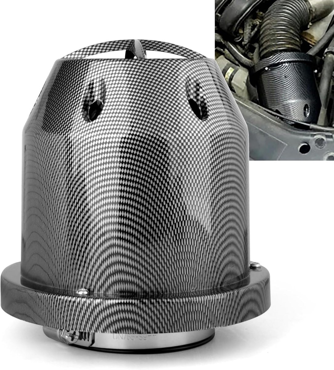 76 mm Koude Luchtinlaatfilterkit, Hoogwaardig Luchtinlaatsysteem met Wasbaar & Herbruikbaar Filter Verhoogt Vermogen en Brandstofefficiëntie Directe Vervanging voor Luchtfilter (Zwart)