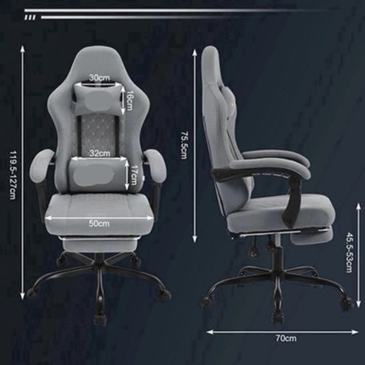Ergonomische Gaming- & Bureaustoel – Comfortabele Bureaustoel – Verstelbare Stoel – Massagefunctie – USB-Aansluiting – Ademend Zitoppervlak – Metalen Frame