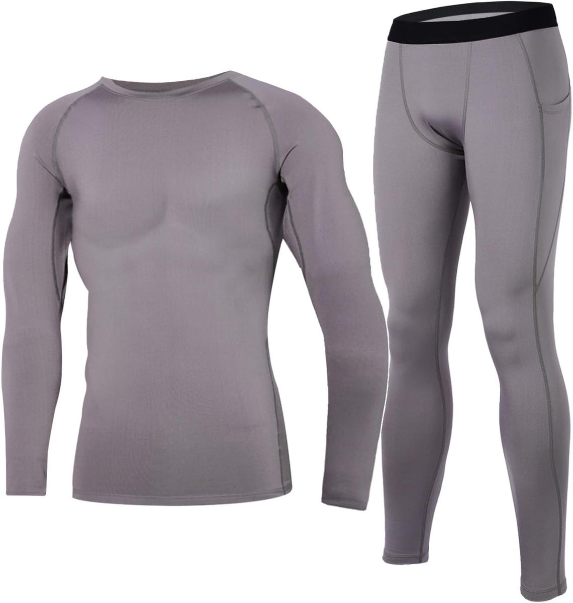 Thermo-ondergoed voor heren, lange winterbroek, met fleece gevoerd, warm, ademend, voor fietsen, hardlopen, skiën