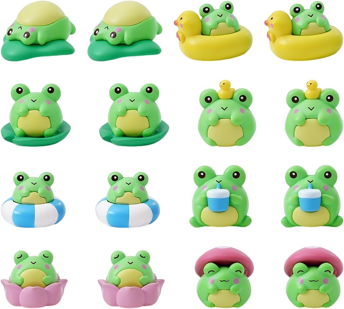 16Pcs Casual Kikker Ornamenten, Leuke Mini Diermodellen, Diy Decoratie Accessoires Hangers, Geschikt Voor Tafelmeubilair, Auto-Interieurs, Tuinontwerp.