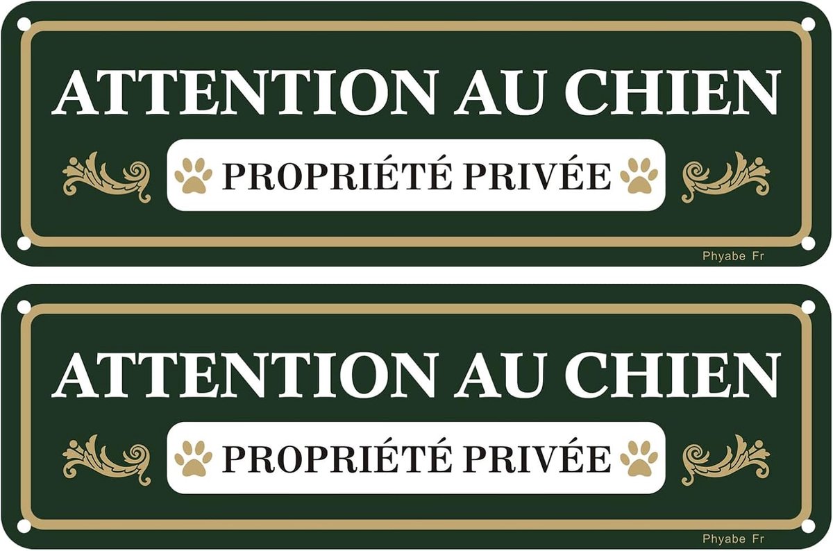 Waarschuwing voor de hond privé-eigendom aluminium – 2 stuks, 25 x 8 cm bord voor privé-eigendom, met zelfklevend, sterk zelfklevend op de achterkant, uv-bestendig, waterdicht