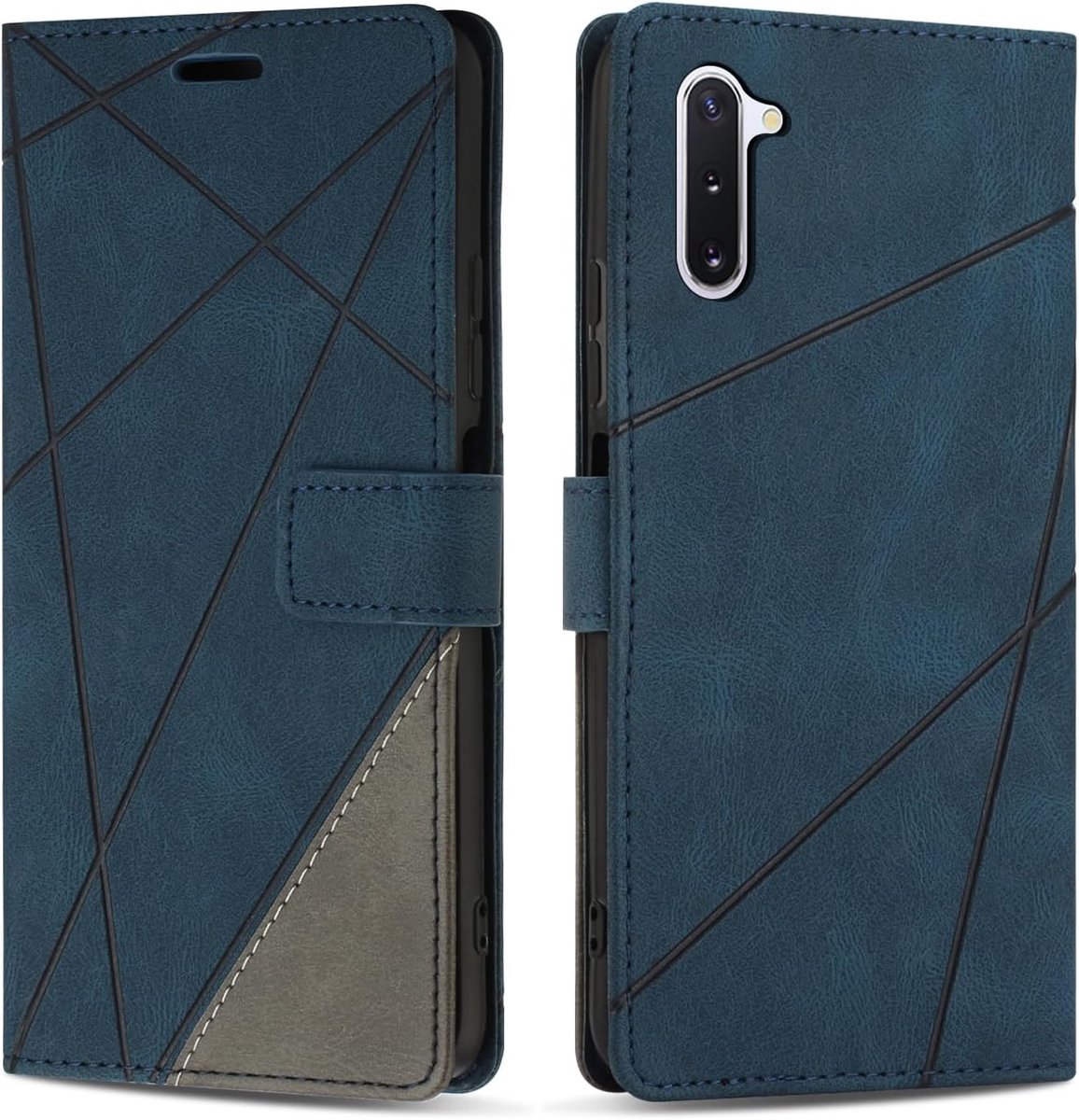 Hoesje voor Samsung Galaxy Note 10, Premium Lederen Portemonnee Beschermhoes Telefoonhoesjes met Kaartenvakken Beschermhoesje voor Galaxy Note 10, Blauw
