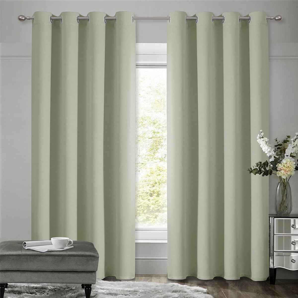 Verduisteringsgordijnen met inslagringen, gordijn, ondoorzichtig, thermogordijn, koudebescherming, gordijnen voor slaapkamer, set van 2, H 175 x B 140 cm, verduisterende thermische gordijnen