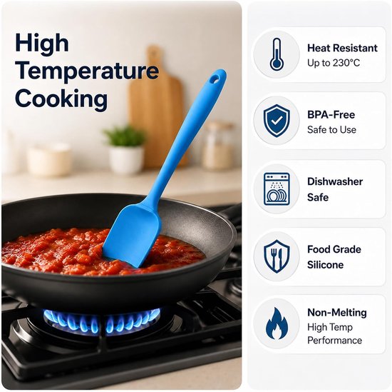 3 stuks keukenspatel van siliconen, eendelig, robuust, Maryses, zacht, voor bakken, koken, mengen, schrapen en serveren, antislip en comfortabele handgreep — afbeelding 4