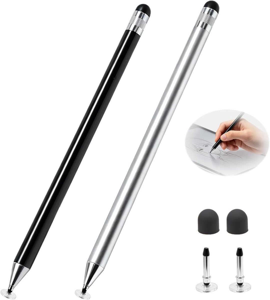 universeel, 2-in-1, pen, hoge precisie, voor tekenen en schrijven, vloeibaar, met transparante punt, compatibel met iPad Pro/Air/Mini iPhone Samsung Xiaomi Android