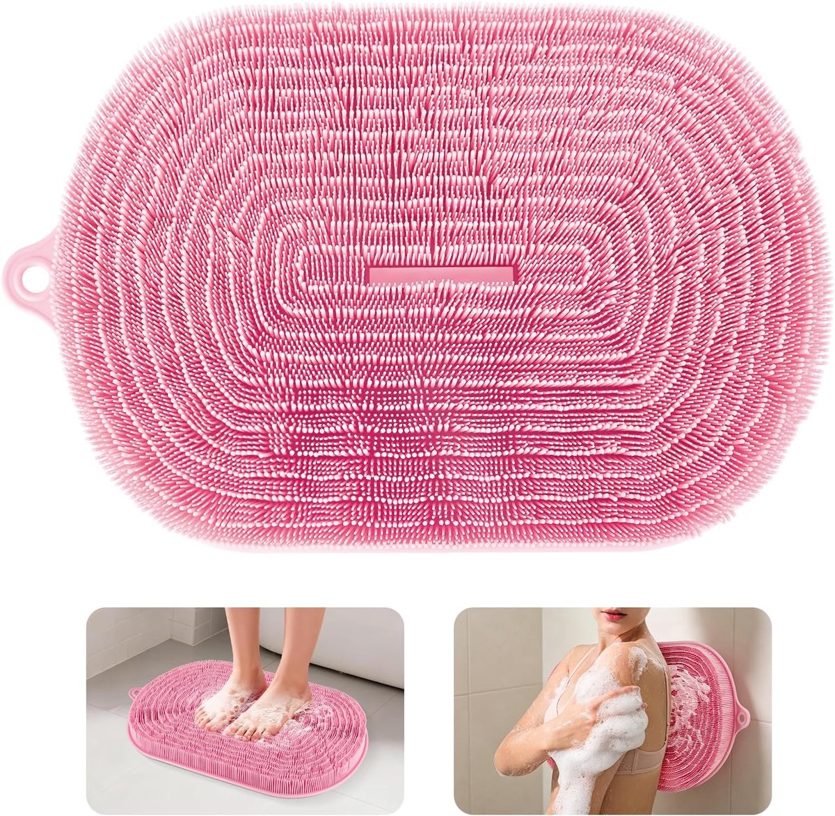 Douchemattje voor Voeten, Siliconen Scrubber met Zuignappen voor Voeten & Rug, Voetmassage Badmat om Dode Huidcellen te Verwijderen, Zachte Borstelharen – Geen Buigen Nodig