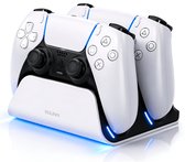 Sounix Oplaadstation geschikt voor PS5 / PS5 Slim / PS5 PRO / DualSense Controller - PS5 accessoires - Dual Oplader - Charging Dock - Wit