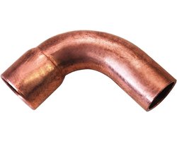 Graden gebogen, koper, lasfitting, mannelijk/vrouwelijk, buisdiameter 12 mm
