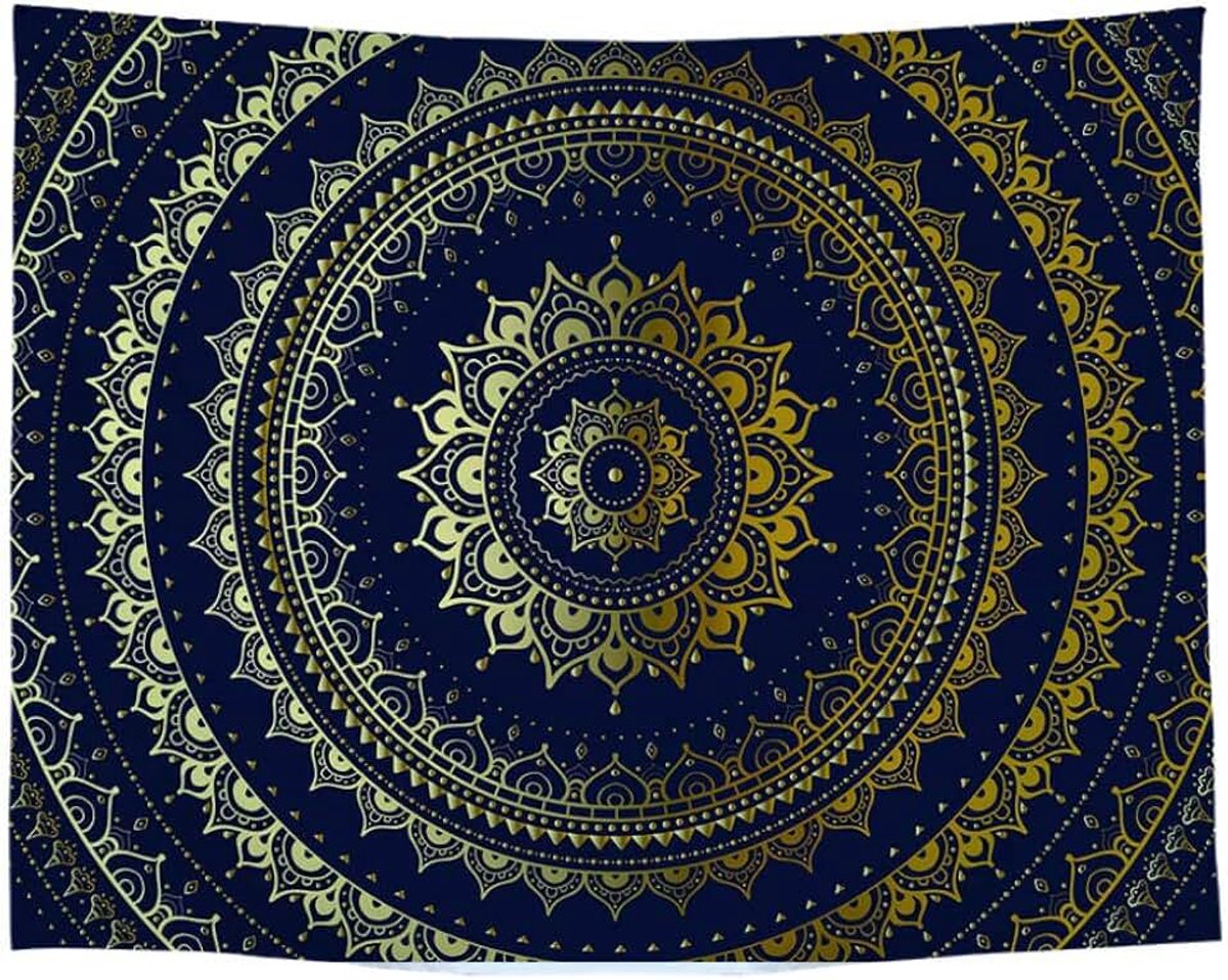 Sketch Art Wandtapijt voor Slaapkamer Woonkamer Dorm Zwart goud mandala wandtapijt/strandlaken