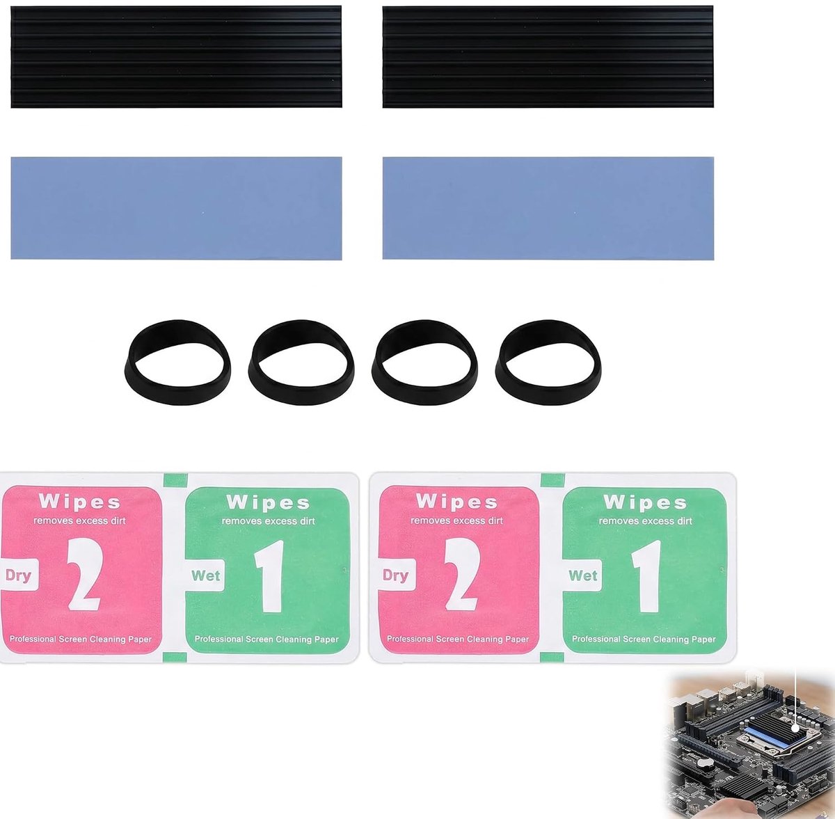 2 stuks M.2 SSD-koellichaam, M.2 2280 SSD-koeler, passieve aluminium heatsink 22 x 70 x 3 mm met thermisch kussen en elastisch, compatibel met desktop-pc PS5/PS5 Slim voor prestaties